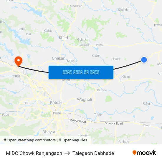 एमआईडीसी चौक रंजनगांव to तालेगाव दाभाड़े map