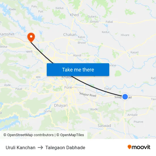 उरुली कांचन to तालेगाव दाभाड़े map