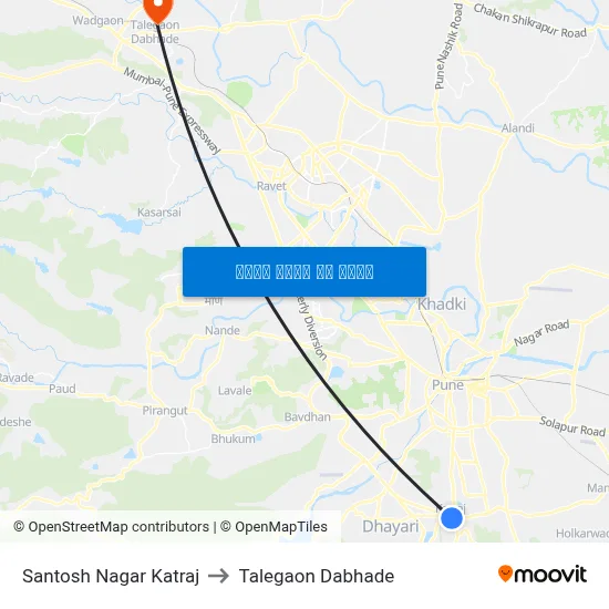 संतोष नगर कात्रज to तालेगाव दाभाड़े map