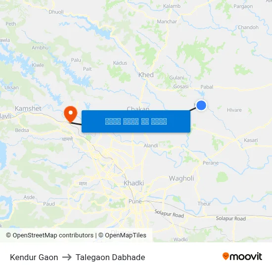 केंदूर गाँव to तालेगाव दाभाड़े map