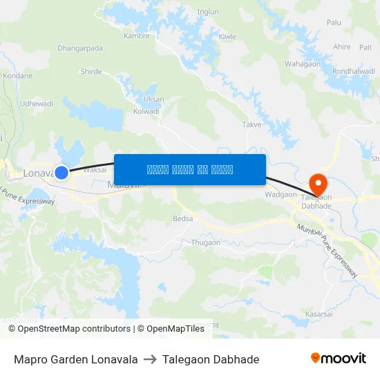 मैप्रो गार्डन लोणावला to तालेगाव दाभाड़े map