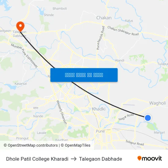 धोले पाटिल कॉलेज खराडी to तालेगाव दाभाड़े map
