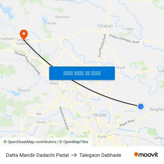दत्त मंदिर दादाची पडळ to तालेगाव दाभाड़े map