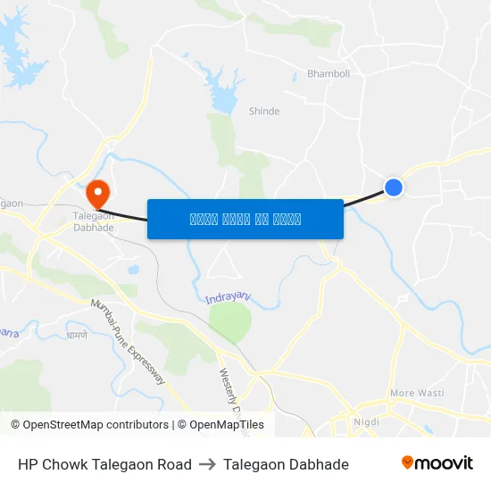 एचपी चौक तळेगाव रोड to तालेगाव दाभाड़े map