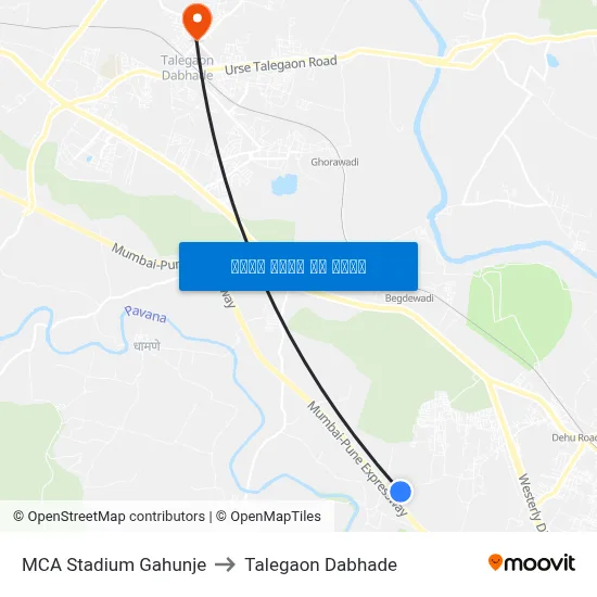 एमसीए स्टेडियम गहुंजे to तालेगाव दाभाड़े map