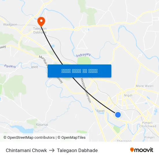चिंतामणि चौक to तालेगाव दाभाड़े map