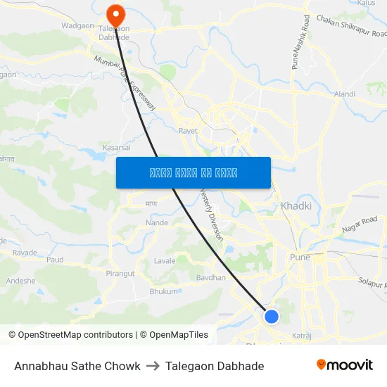 अण्णाभाऊ साठे चौक to तालेगाव दाभाड़े map