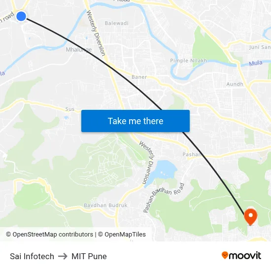 Sai Infotech to MIT Pune map