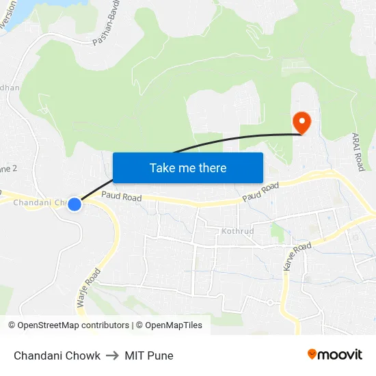 Chandani Chowk to MIT Pune map
