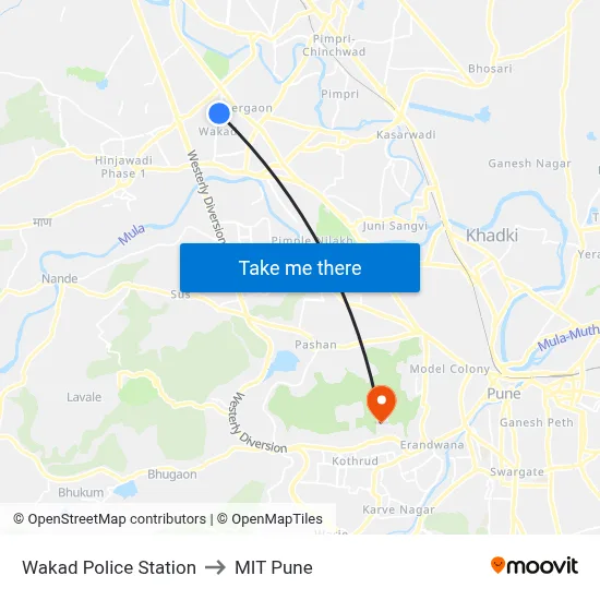 Wakad Police Station to MIT Pune map