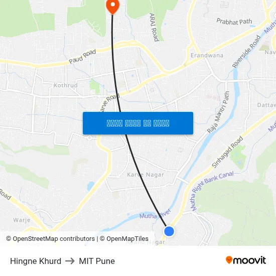 हिंगणे खुर्द to एमआईटी पुणे map