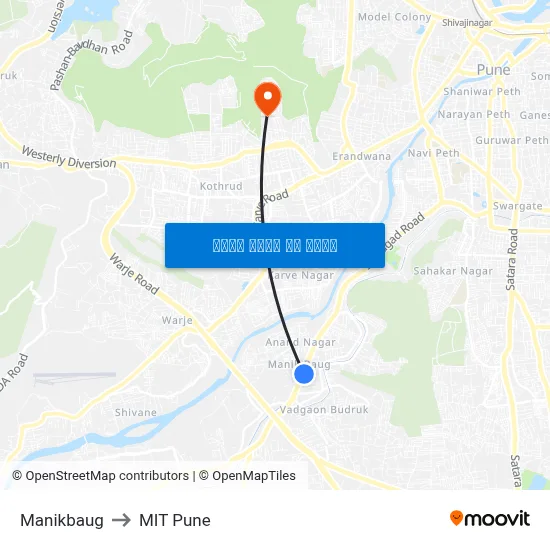 माणिकबाग to एमआईटी पुणे map
