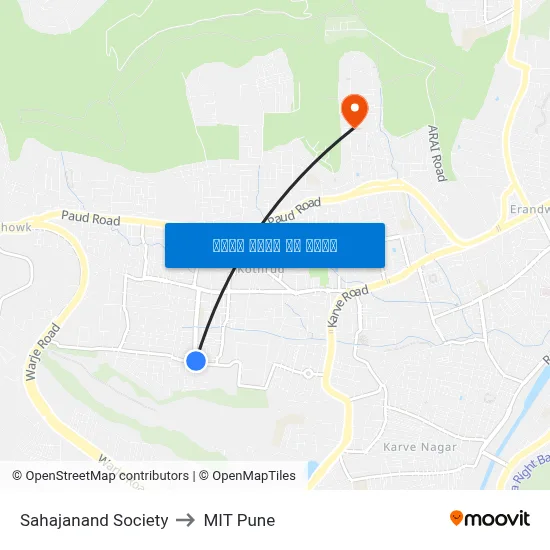सहजानंद सोसायटी to एमआईटी पुणे map