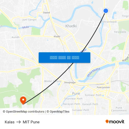 कलास to एमआईटी पुणे map