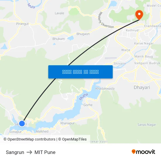 संग्रुन to एमआईटी पुणे map