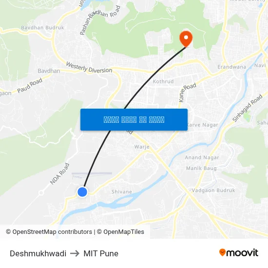 देशमुखवाड़ी to एमआईटी पुणे map