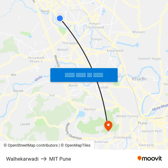 वल्हेकरवाडी to एमआईटी पुणे map