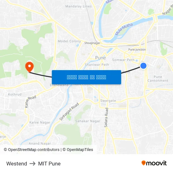 वेस्टएंड to एमआईटी पुणे map