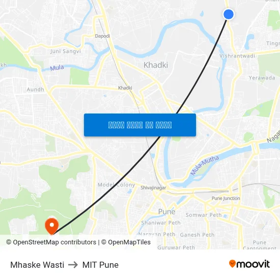 म्हस्के वस्ती to एमआईटी पुणे map