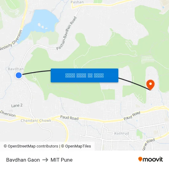 बावधन गाव to एमआईटी पुणे map