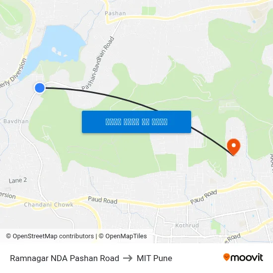 रामनगर एनडीए पाषाण रोड to एमआईटी पुणे map