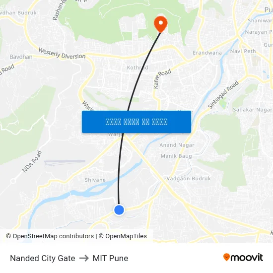 नांदेड सिटी गेट to एमआईटी पुणे map