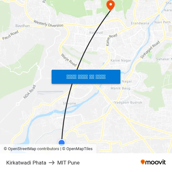 किरकटवाडी फाटा to एमआईटी पुणे map