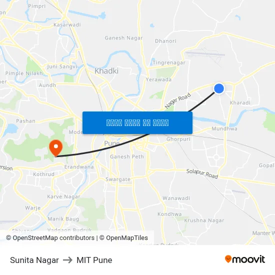 सुनीता नगर to एमआईटी पुणे map