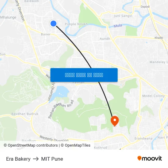 एरा बेकरी to एमआईटी पुणे map