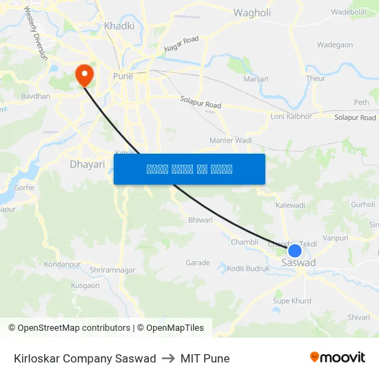 किर्लोस्कर कंपनी सासवड to एमआईटी पुणे map
