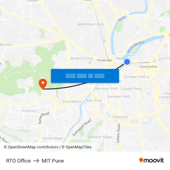 आरटीओ कार्यालय to एमआईटी पुणे map