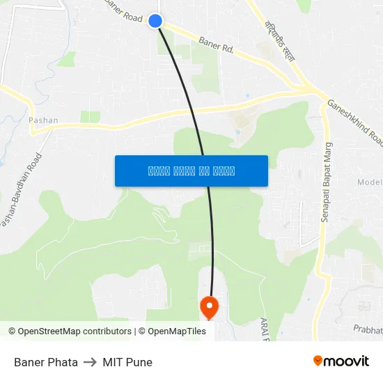 बाणेर फाटा to एमआईटी पुणे map
