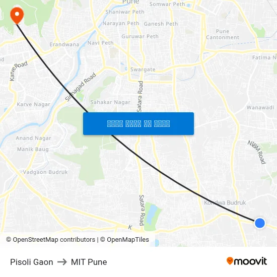 पिसोली गांव to एमआईटी पुणे map
