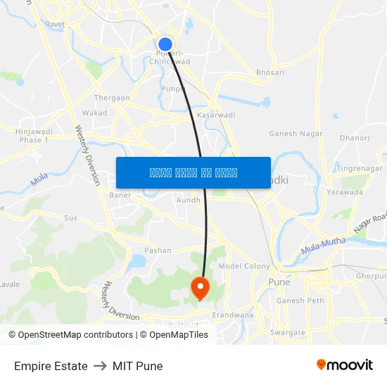 एम्पायर एस्टेट to एमआईटी पुणे map