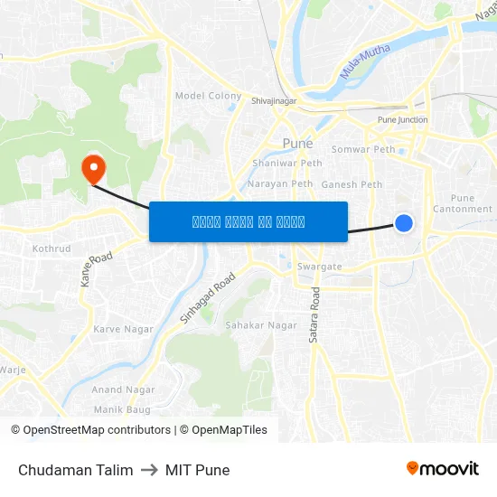 चुडामण तालीम to एमआईटी पुणे map