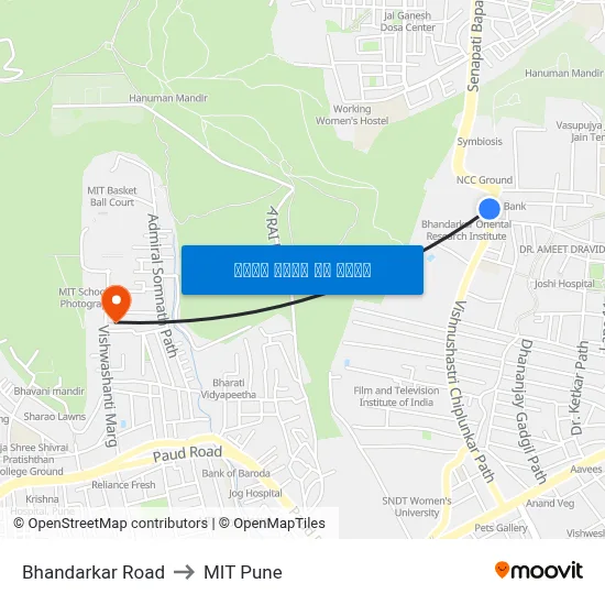 भंडारकर रोड to एमआईटी पुणे map