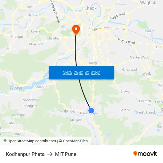 कोढणपुर फाटा to एमआईटी पुणे map