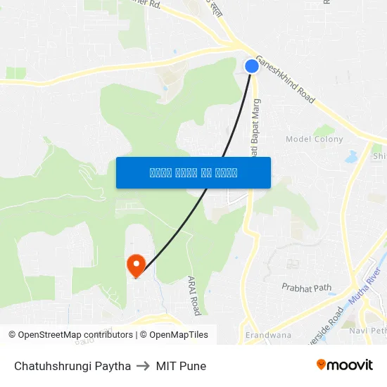 चतुःश्रृंगी पायथा to एमआईटी पुणे map