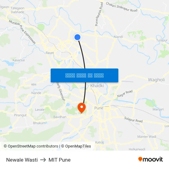 नेवाले वस्ती to एमआईटी पुणे map