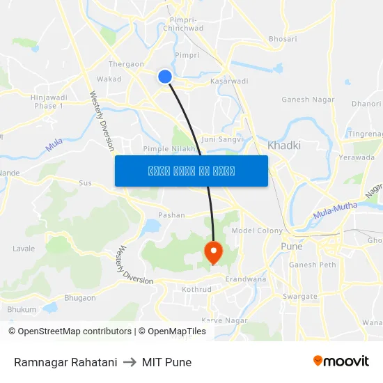 रामनगर रहाटणी to एमआईटी पुणे map