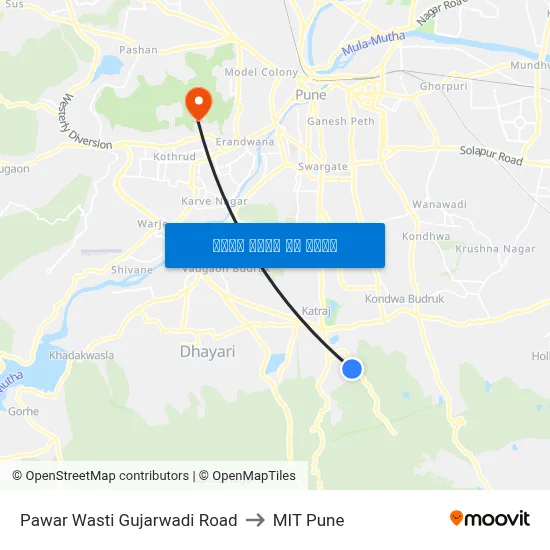 पवार वस्ती गुजरवाड़ी रोड to एमआईटी पुणे map
