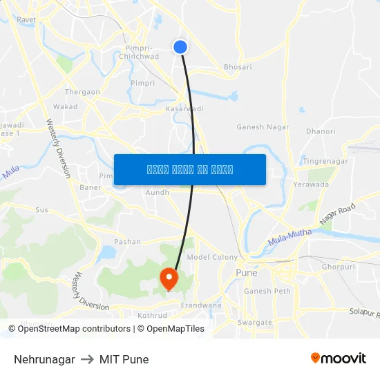 नेहरूनगर to एमआईटी पुणे map