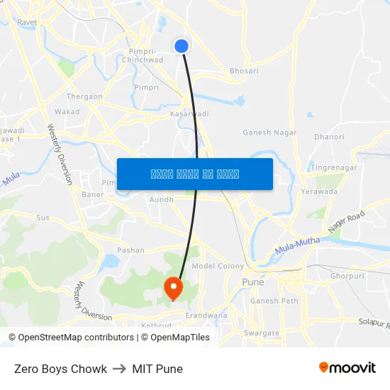 जीरो बॉयज चौक to एमआईटी पुणे map