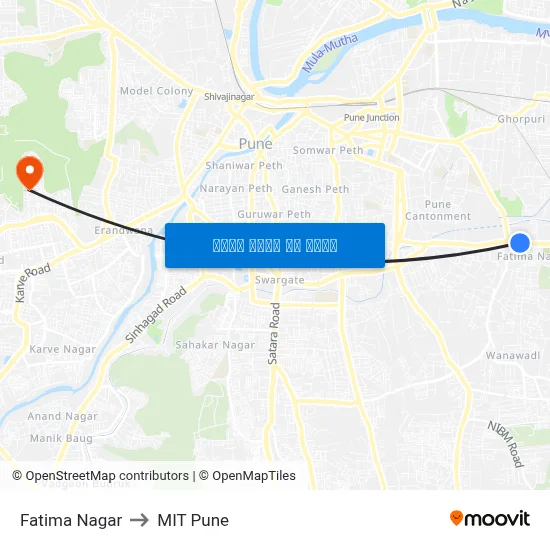 फातिमा नगर to एमआईटी पुणे map