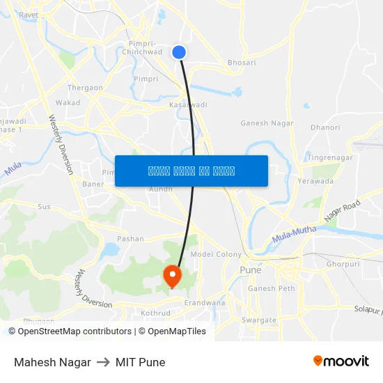 महेश नगर to एमआईटी पुणे map