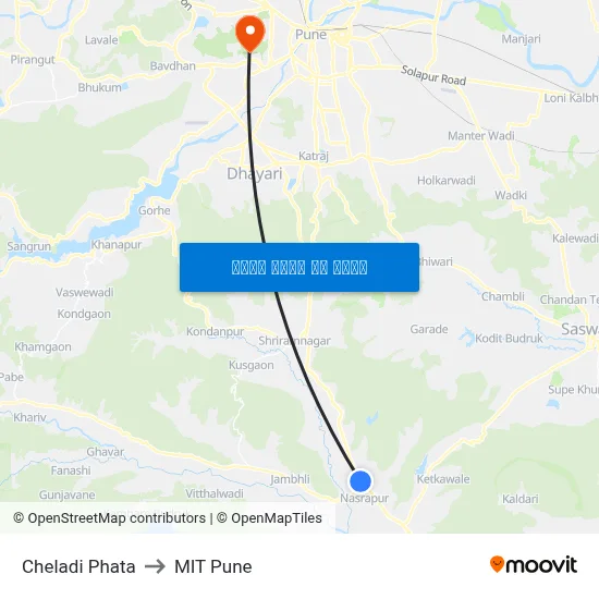 चेलाडी फाटा to एमआईटी पुणे map