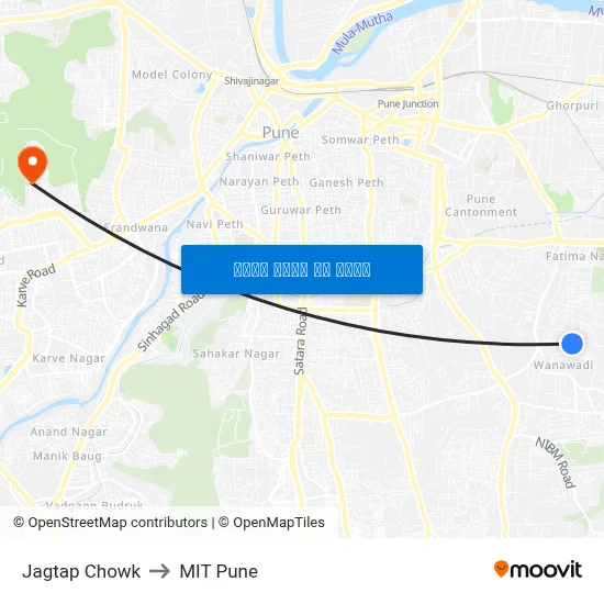 जगताप चौक to एमआईटी पुणे map