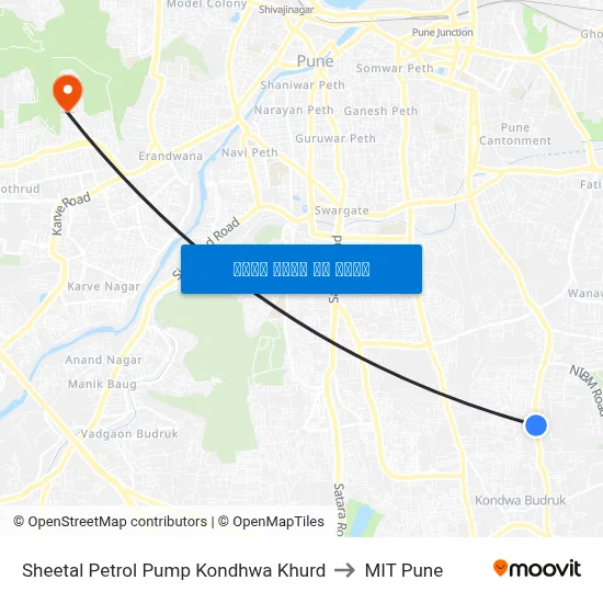 शीतल पेट्रोल पंप कोंढवा खुर्द to एमआईटी पुणे map