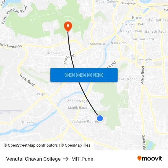 वेणूताई चव्हाण कॉलेज to एमआईटी पुणे map