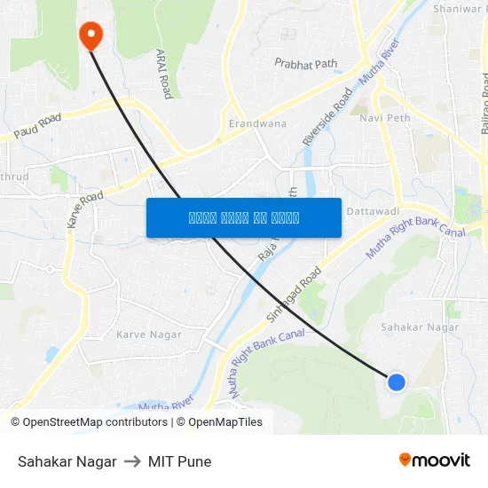 सहकार नगर to एमआईटी पुणे map